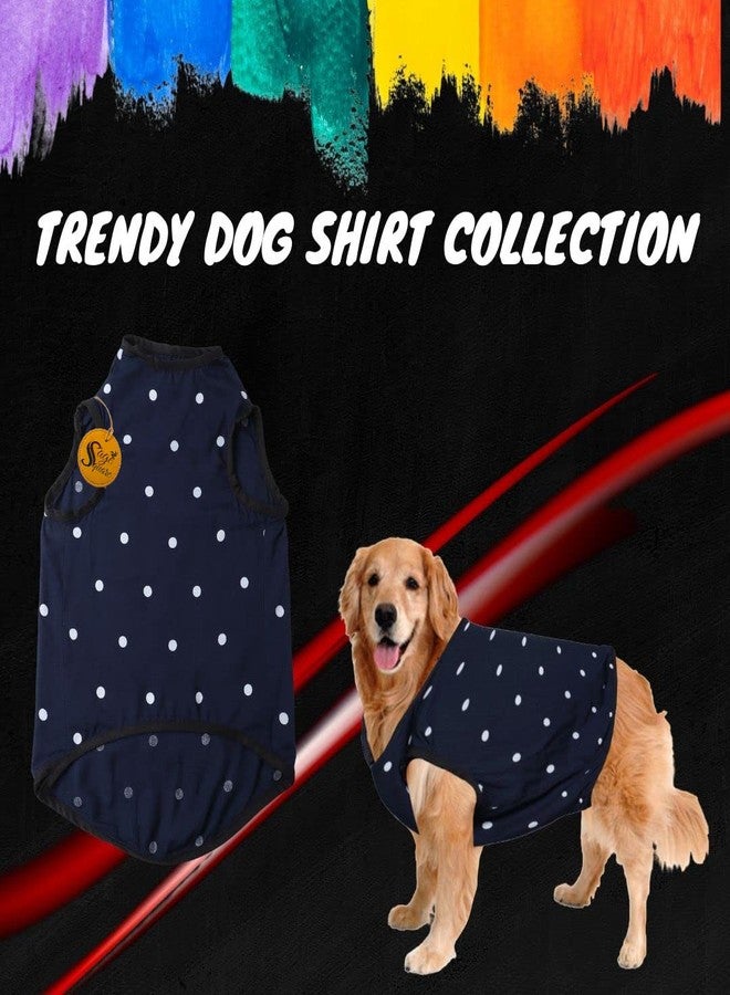 Sage Square Funky Soft Material Dog T-Shirt | Cool/Funky Print Pet | Soft Light Weight | Comfortable & Breathable Dog Clothing | Trendy Vest Outfit (Polka Blue) (XXXLarge - 30inch) - Image 2